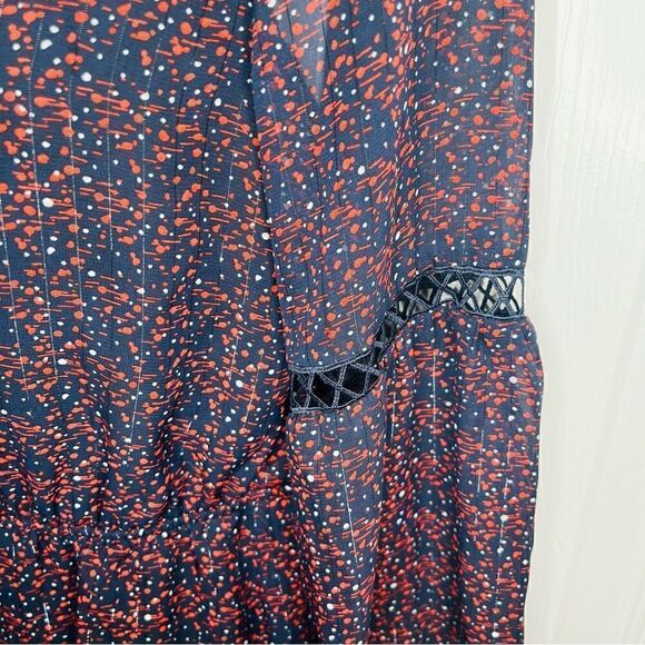 Romeo & Juliet Couture Peasant Sleeve Abstract Dot Print Maxi Dress Navy S - Picture 5 of 12